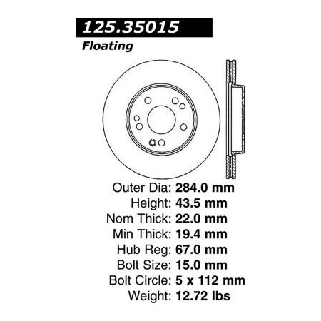 Centric Premium High Carbon Alloy Brake Rotor, Parts 125.35015